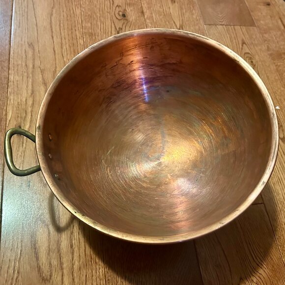 Williams Sonoma Mauviel Vintage Copper Beating Bowl, 5 qt w/Fixed Brass Handle - Picture 1 of 5